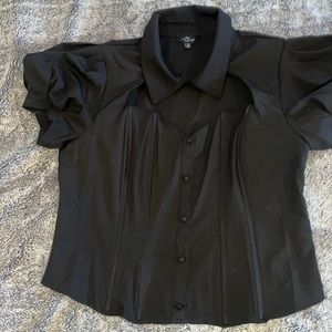 Button up black blouse with collar and side zipper . New , never used.